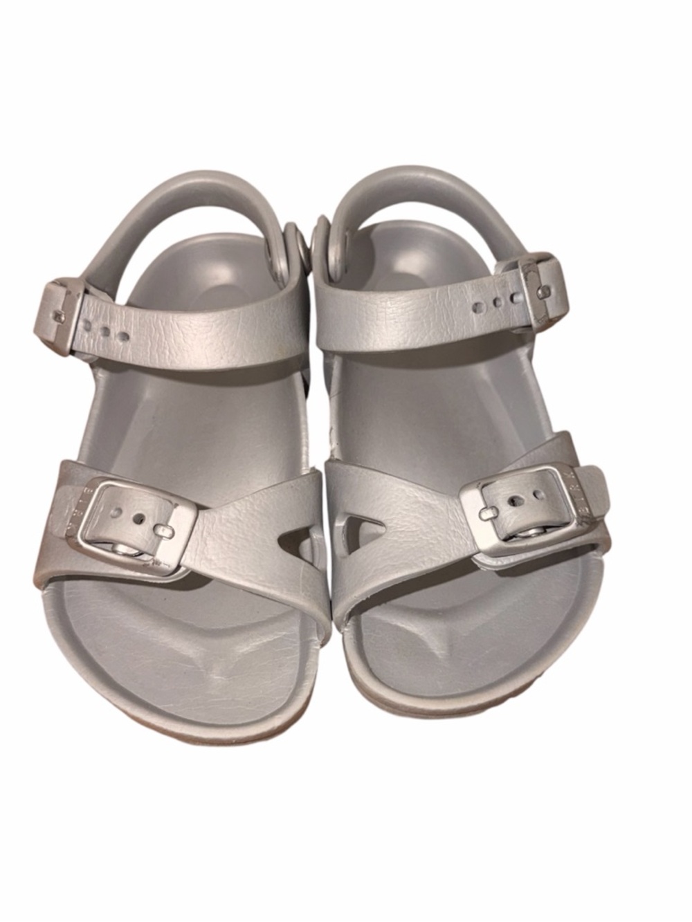 Birkenstock Kids Metallic EVA Silver Buckle Sandals - Size 6